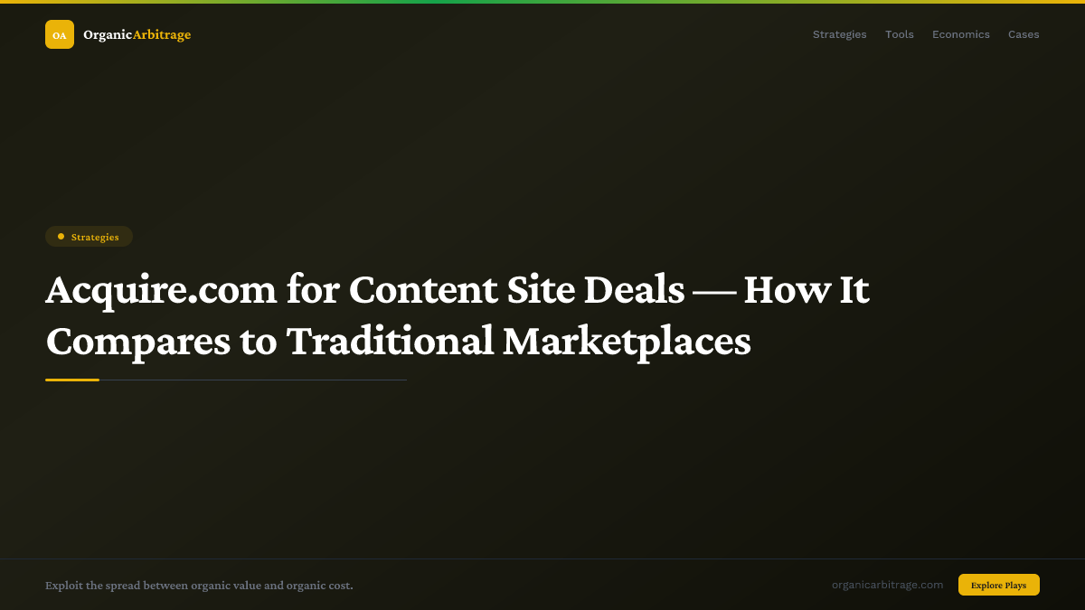 Acquire.com for Content Site Deals — How It Compares to Traditional Marketplaces