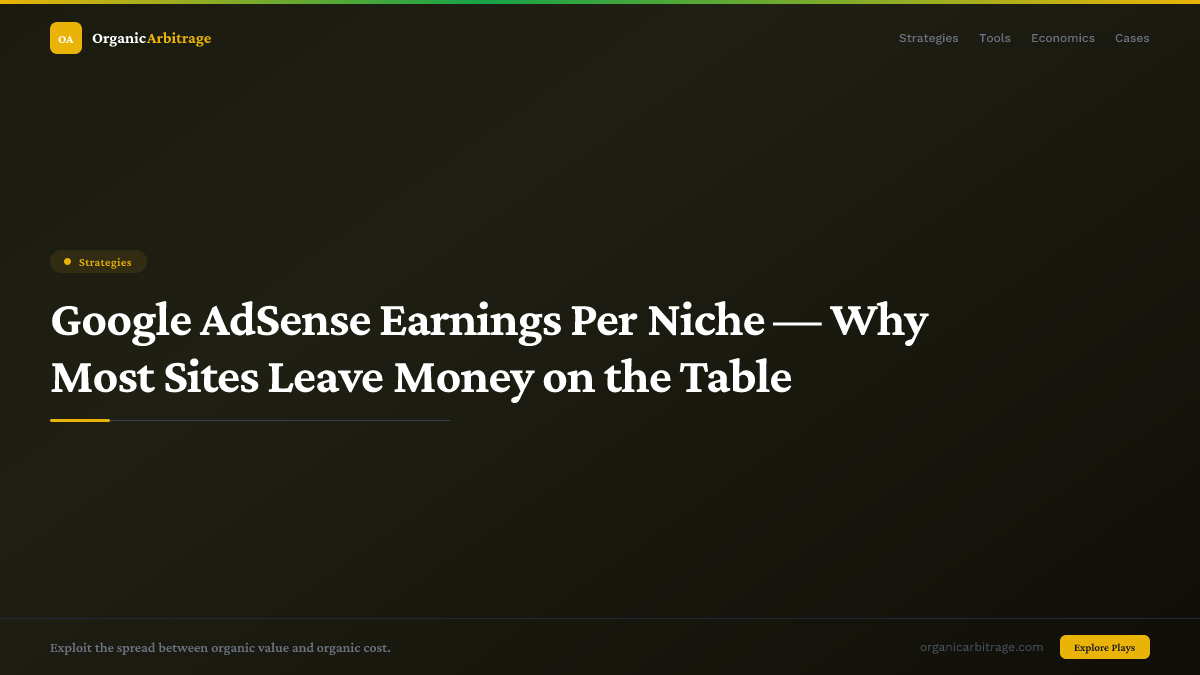 Google AdSense Earnings Per Niche — Why Most Sites Leave Money on the Table
