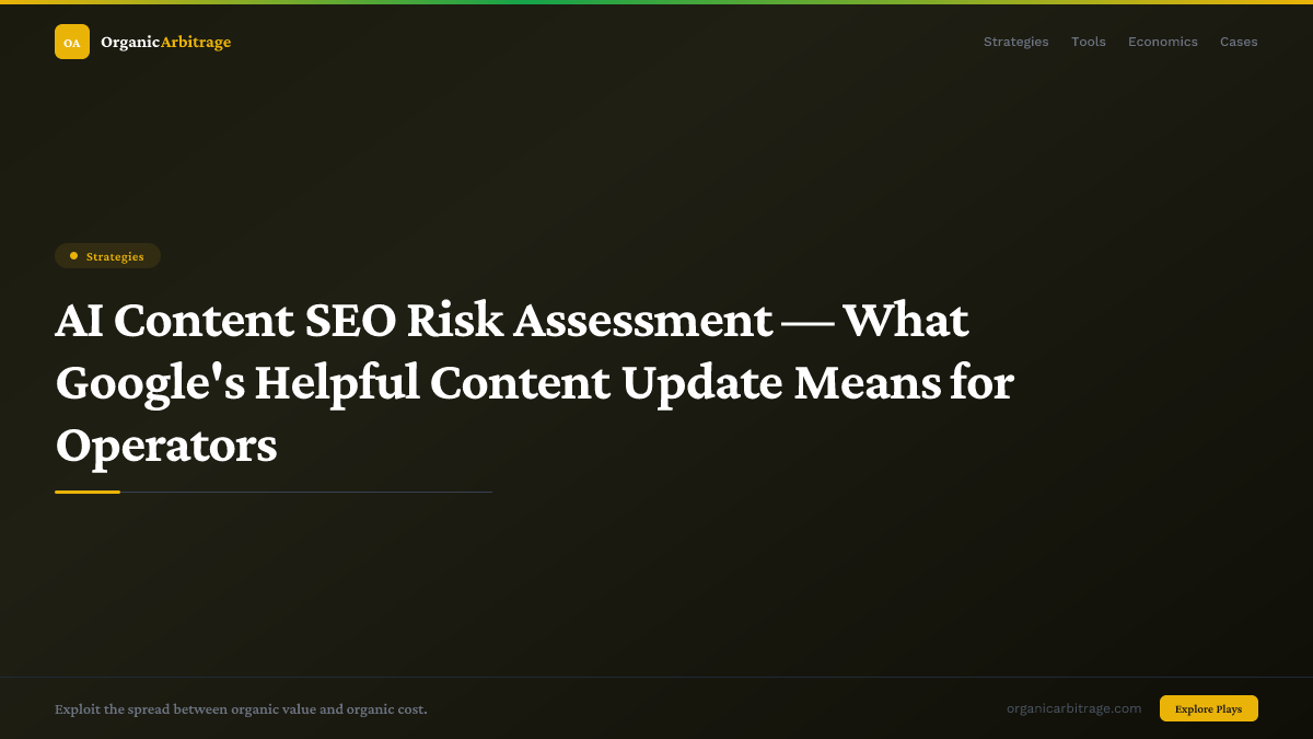 AI Content SEO Risk Assessment — What Google's Helpful Content Update Means for Operators