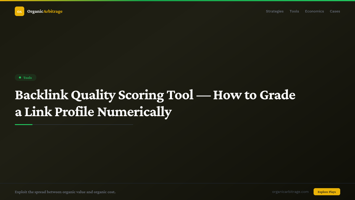 Backlink Quality Scoring Tool — How to Grade a Link Profile Numerically