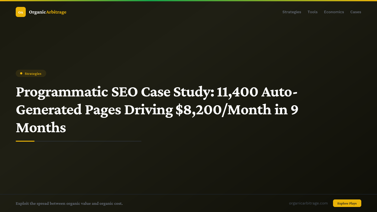 Programmatic SEO Case Study: 11,400 Auto-Generated Pages Driving $8,200/Month in 9 Months