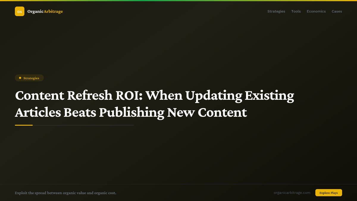 Content Refresh ROI: When Updating Existing Articles Beats Publishing New Content