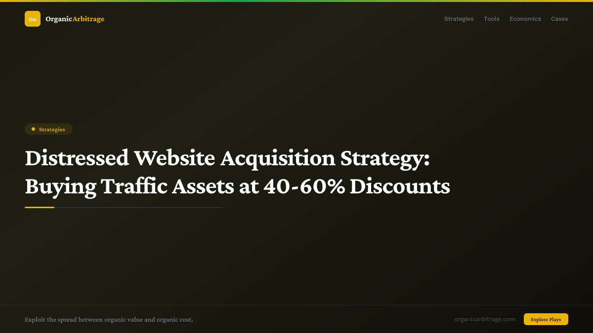 Distressed Website Acquisition Strategy: Buying Traffic Assets at 40-60% Discounts