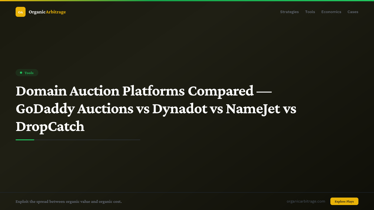 Domain Auction Platforms Compared — GoDaddy Auctions vs Dynadot vs NameJet vs DropCatch