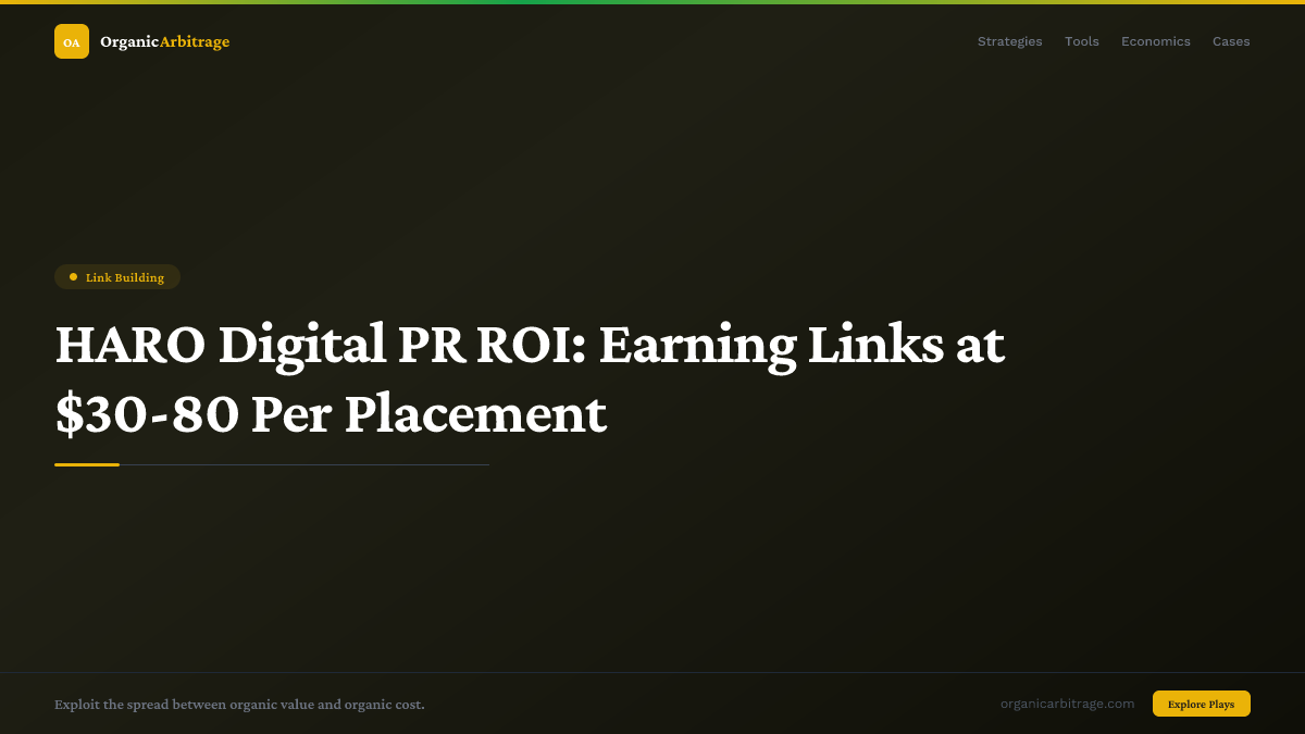 HARO Digital PR ROI: Earning Links at $30-80 Per Placement