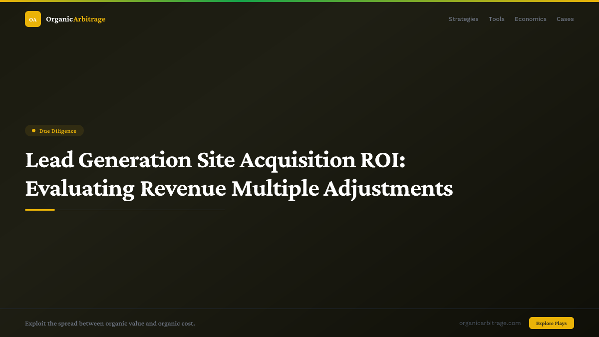 Lead Generation Site Acquisition ROI: Evaluating Revenue Multiple Adjustments