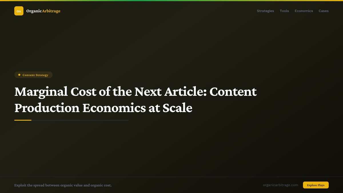 Marginal Cost of the Next Article: Content Production Economics at Scale