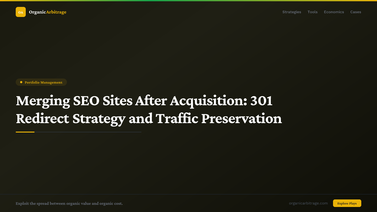Merging SEO Sites After Acquisition: 301 Redirect Strategy and Traffic Preservation