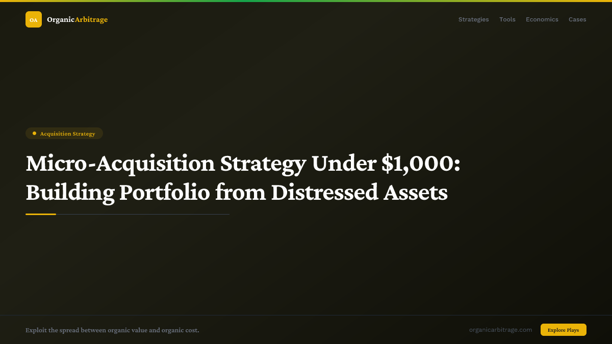 Micro-Acquisition Strategy Under $1,000: Building Portfolio from Distressed Assets
