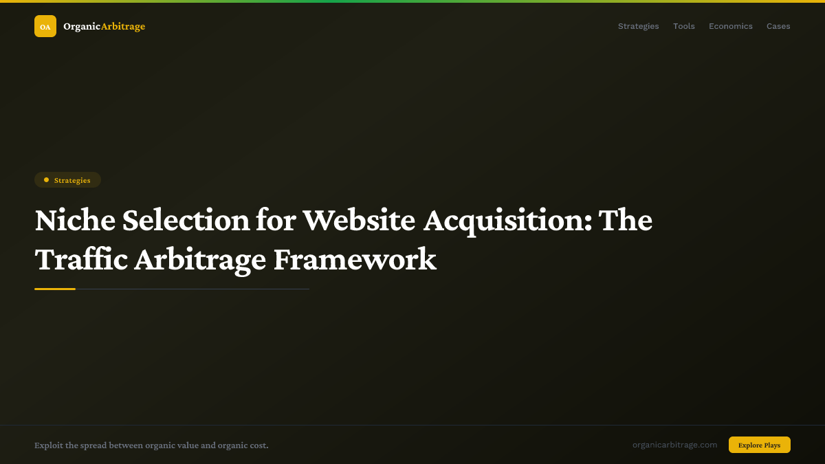 Niche Selection for Website Acquisition: The Traffic Arbitrage Framework