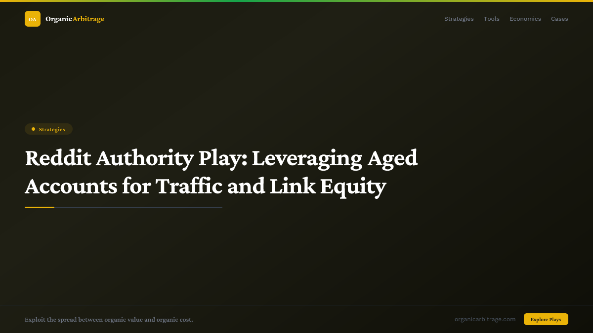 Reddit Authority Play: Leveraging Aged Accounts for Traffic and Link Equity