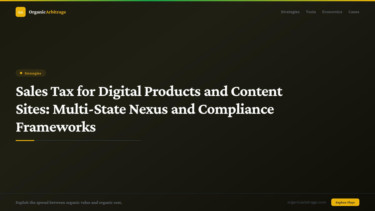 Sales Tax for Digital Products and Content Sites: Multi-State Nexus and Compliance Frameworks