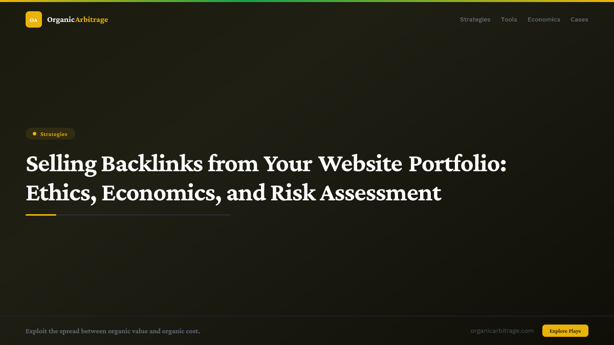 Selling Backlinks from Your Website Portfolio: Ethics,Economics,and Risk Assessment