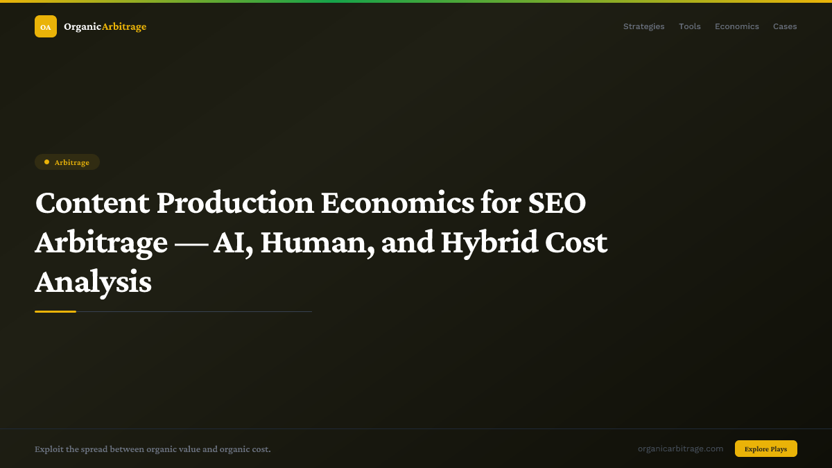 Content Production Economics for SEO Arbitrage — AI,Human,and Hybrid Cost Analysis