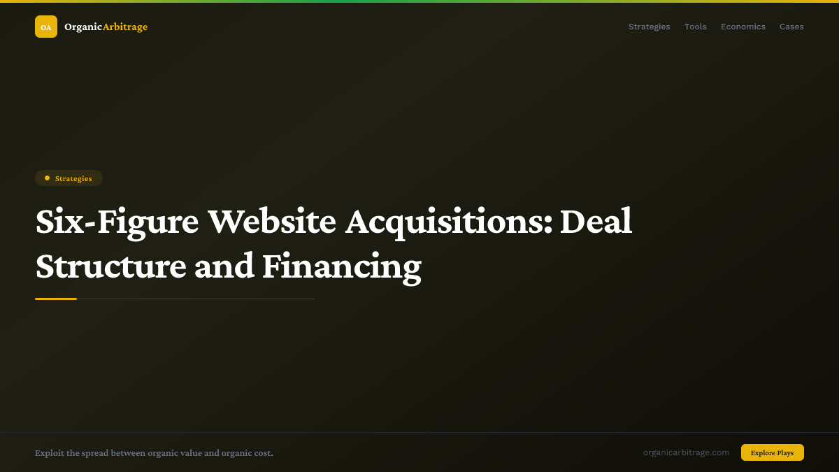 Six-Figure Website Acquisitions: Deal Structure and Financing