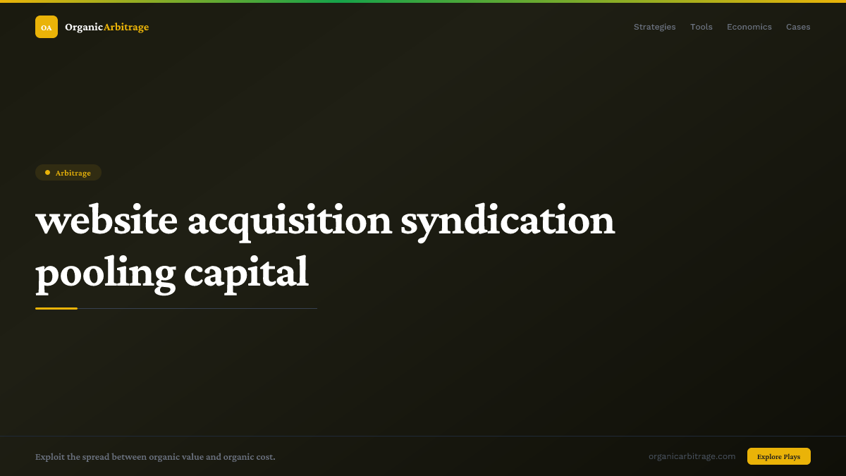 website acquisition syndication pooling capital