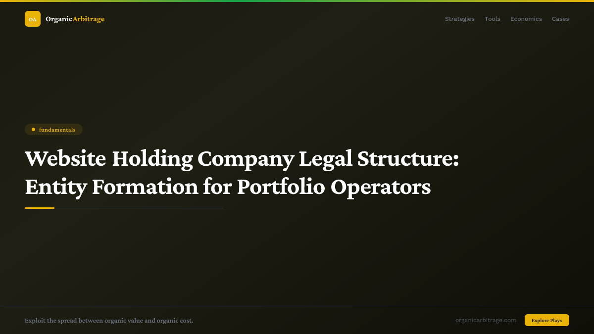 Website Holding Company Legal Structure: Entity Formation for Portfolio Operators