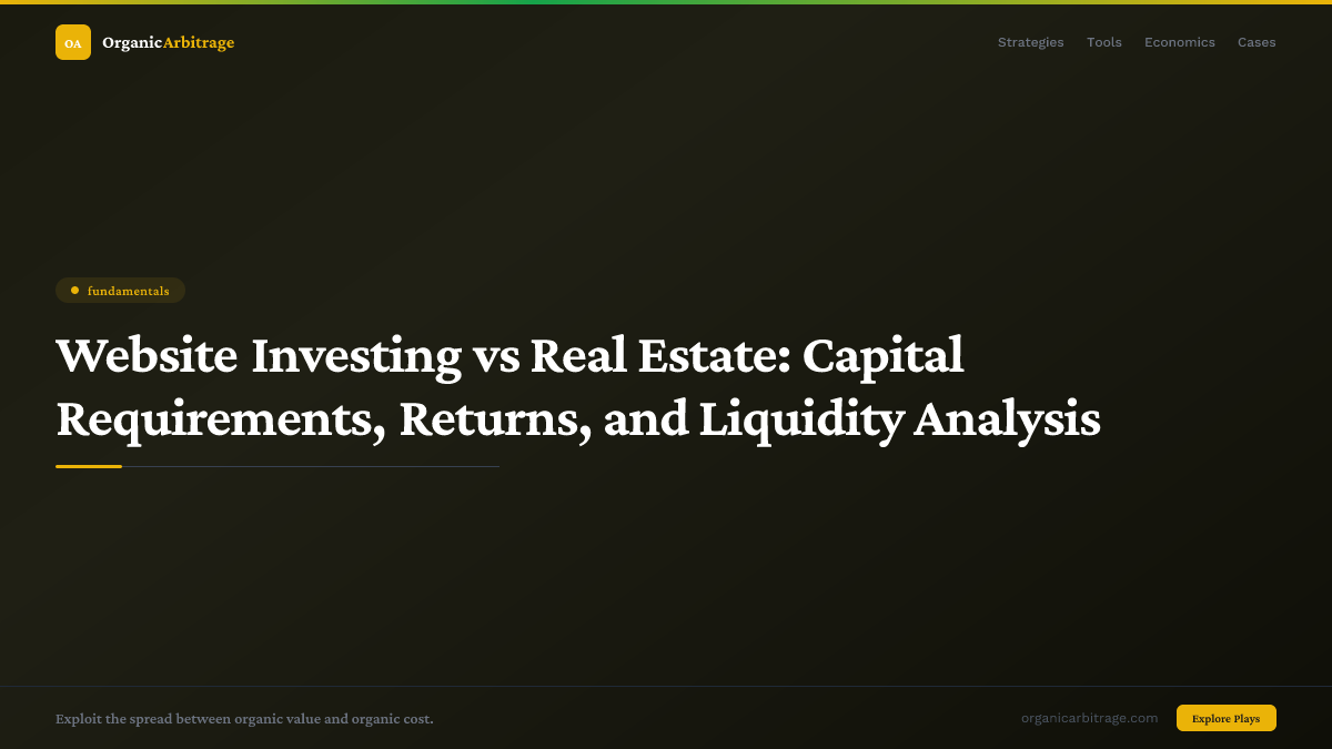 Website Investing vs Real Estate: Capital Requirements,Returns,and Liquidity Analysis