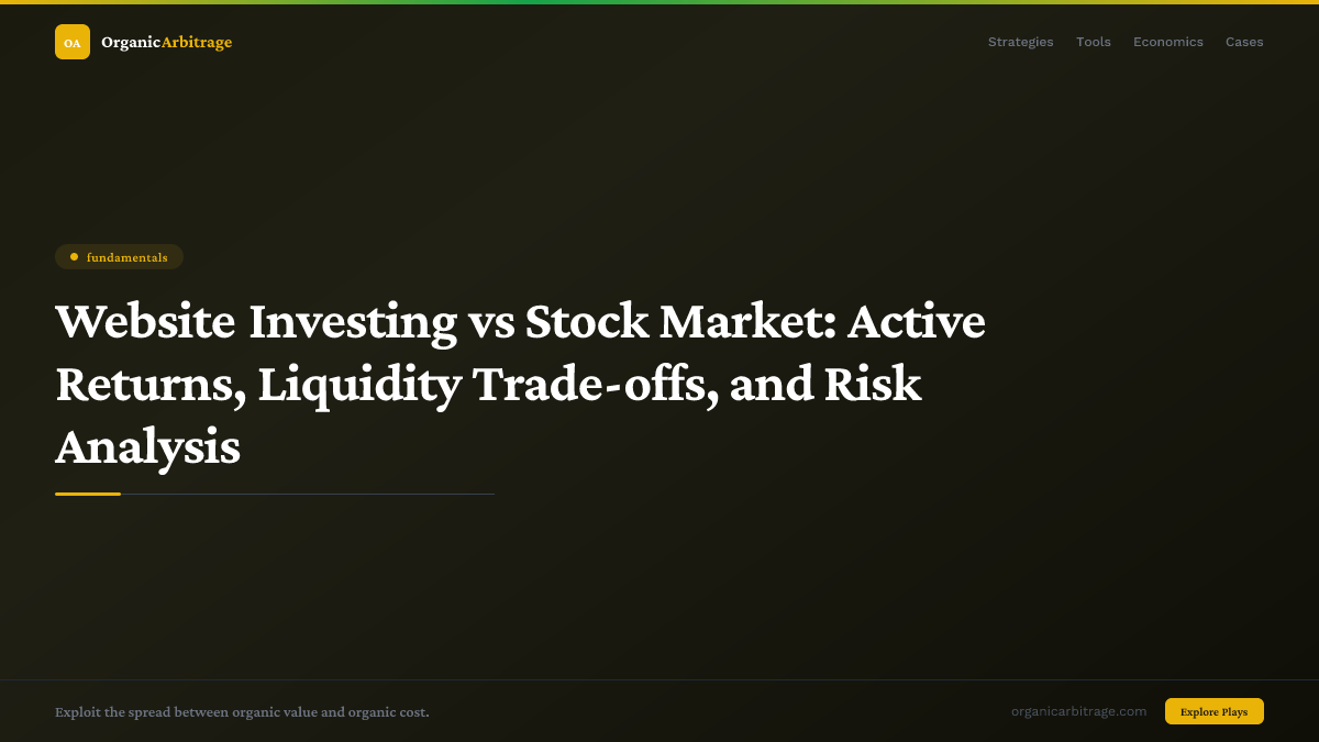 Website Investing vs Stock Market: Active Returns,Liquidity Trade-offs,and Risk Analysis